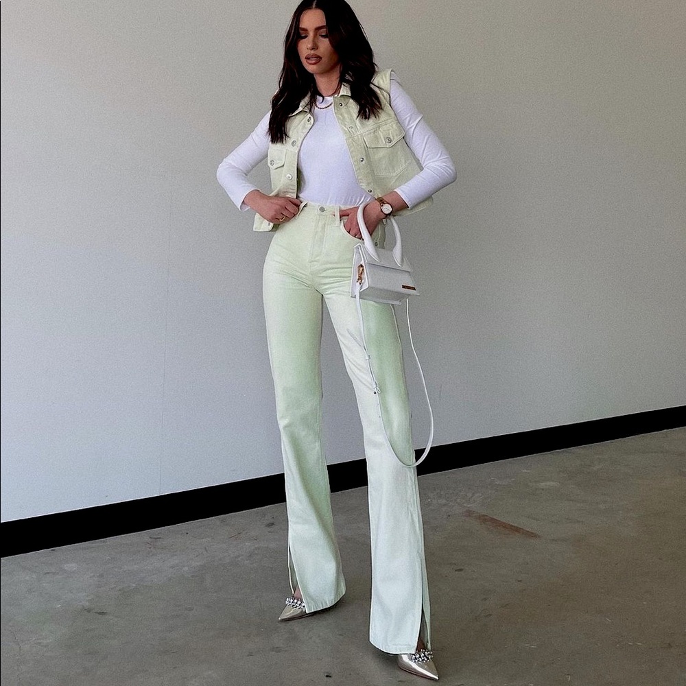 Zara full length straight leg slit side vent jeans